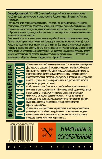 Униженные и оскорбленные 978-5-17-093725-7 - 0