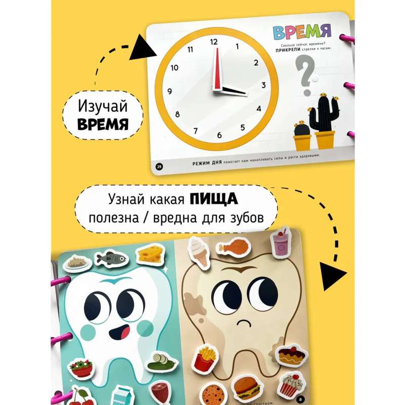 Большая развивающая книга с липучками и заданиями 9785604848753