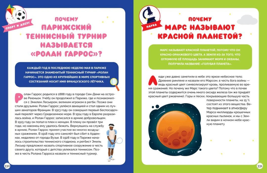 Разворот о турнире «Ролан Гаррос» и планете Марс, страницы 330–331