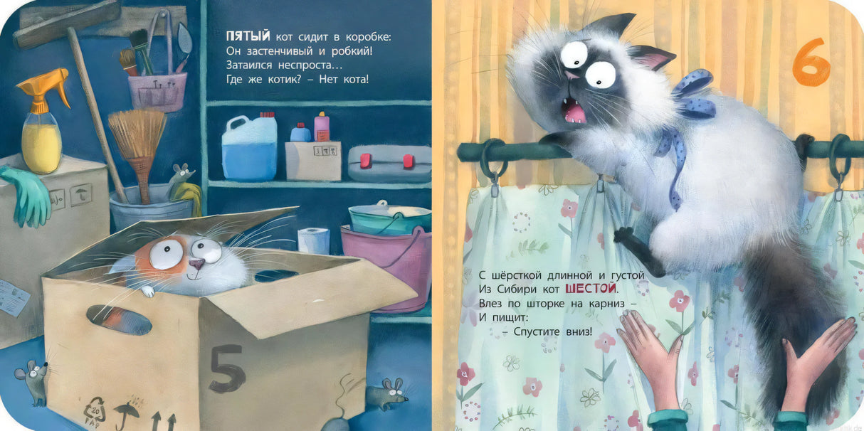 Развивающая книга "Будем котиков считать!" - пять и шесть котиков