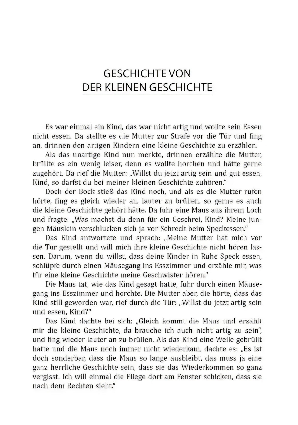 Первая страница немецкого рассказа «Geschichte von der Kleinen Geschichte»