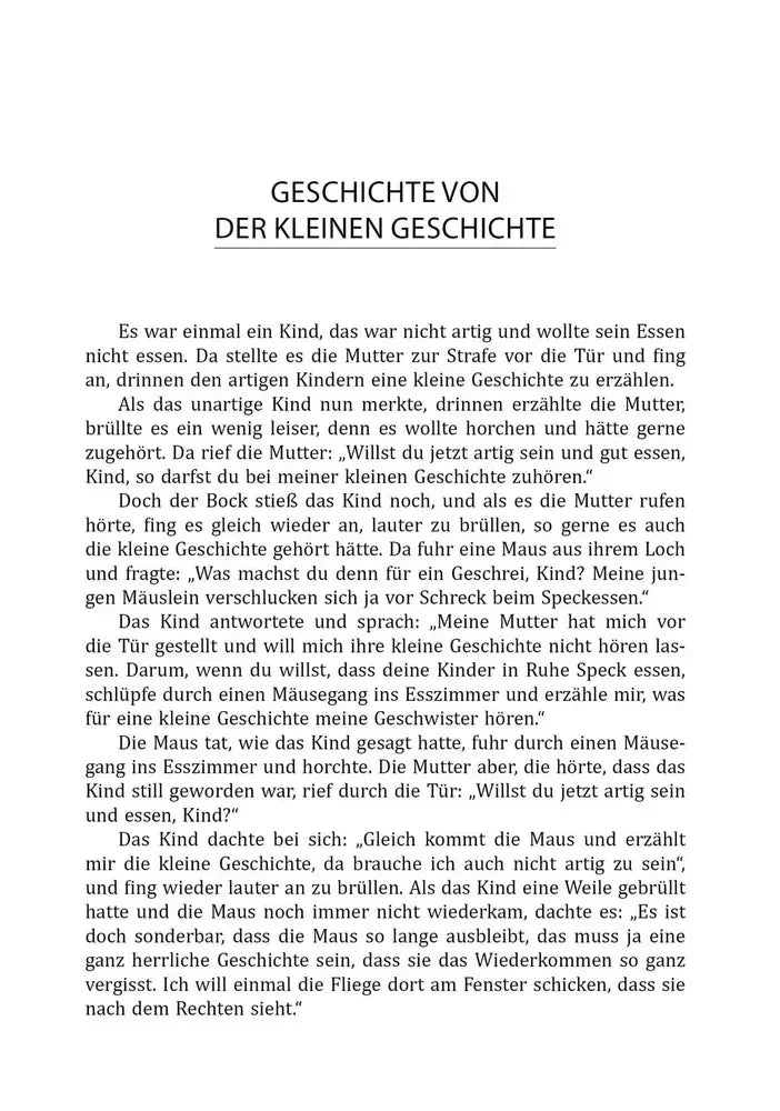 Первая страница немецкого рассказа «Geschichte von der Kleinen Geschichte»