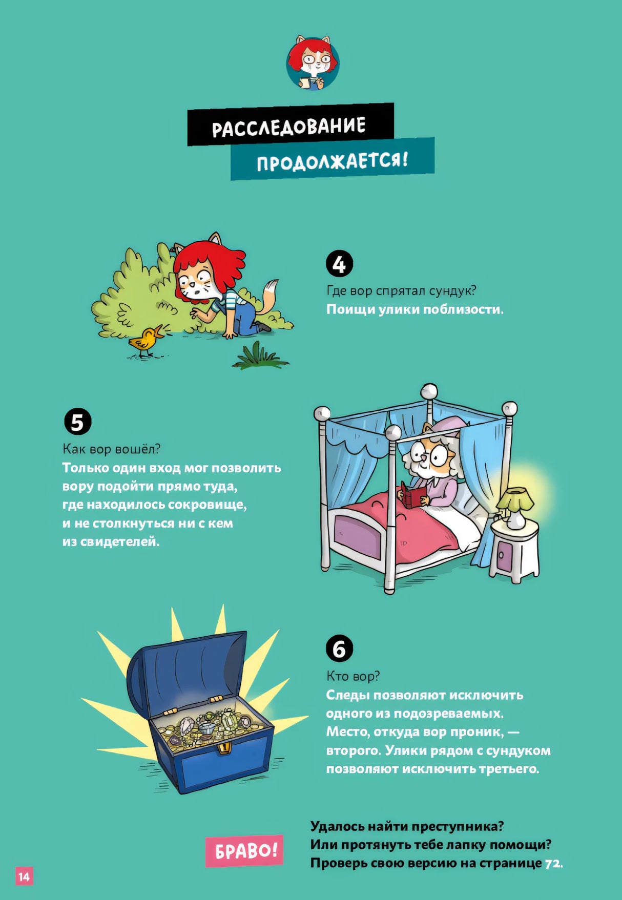 Продолжение расследования с вопросами 4–6, кроватью и сундуком