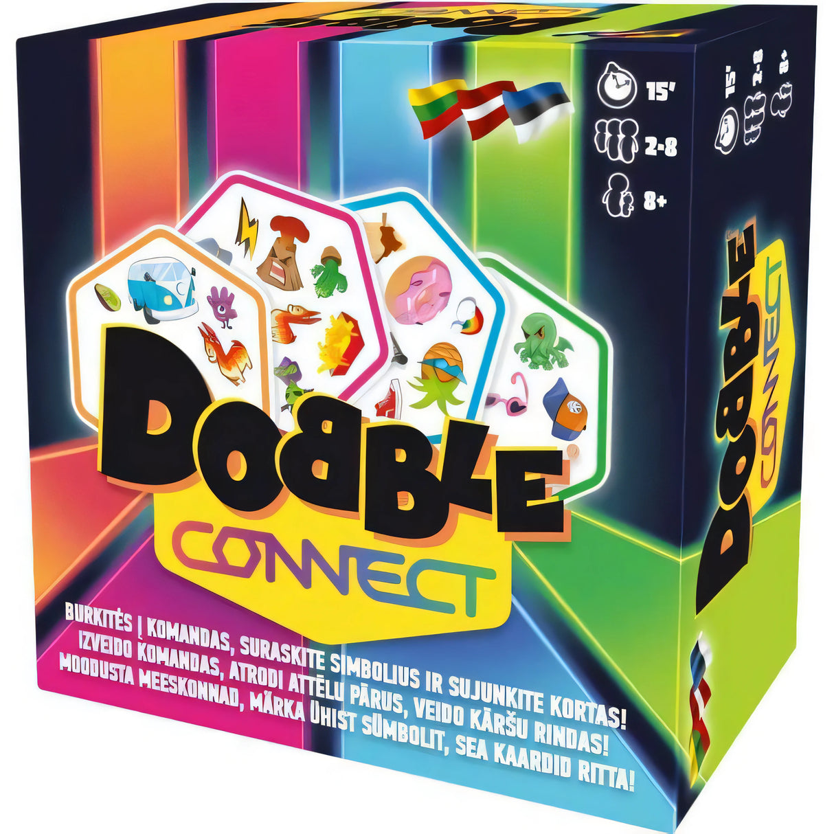 Настольная игра Доббль Коннект (Dobble Connect) — коробка с картами и символами, для 2-8 игроков, 8+
