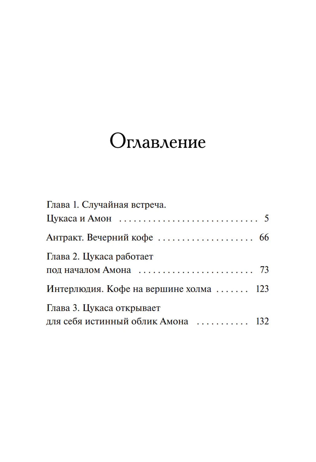 Страница оглавления с главами и номерами страниц