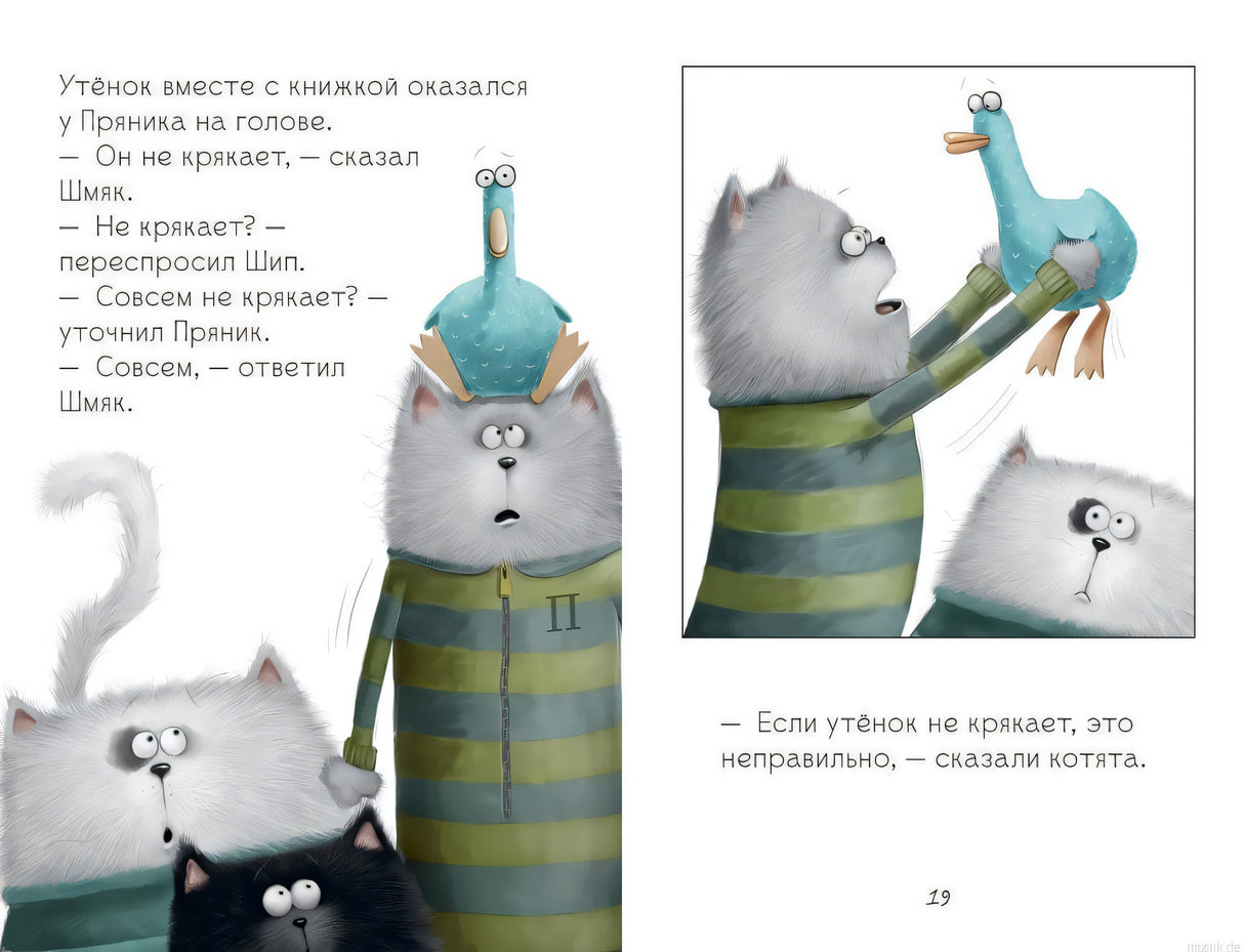 Иллюстрация из книги "Котенок Шмяк и утенок, который не крякал"