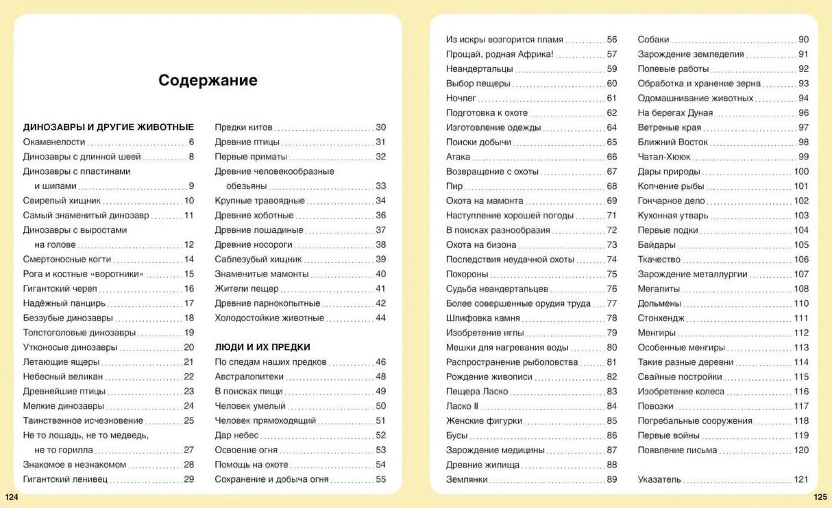 Разворот «Содержание» с перечнем тем и номерами страниц.