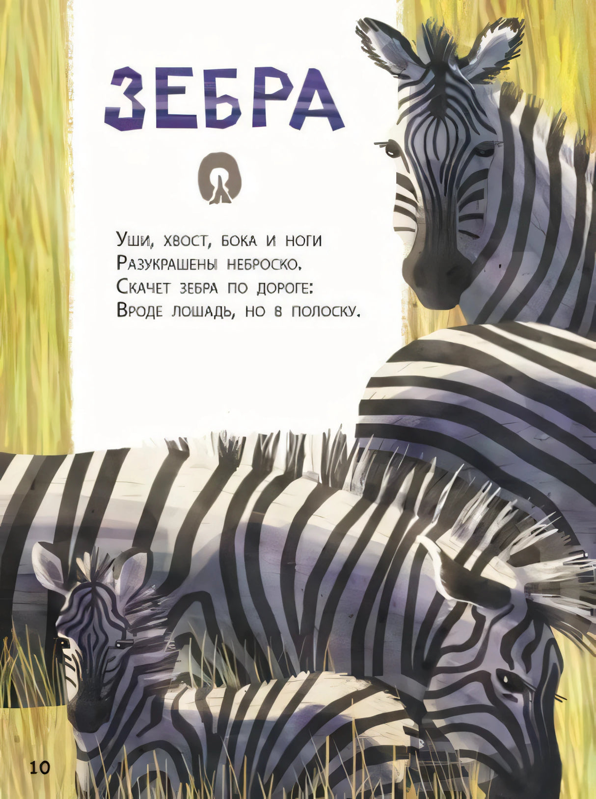 Страница 10: раздел «Зебра» с зебрами