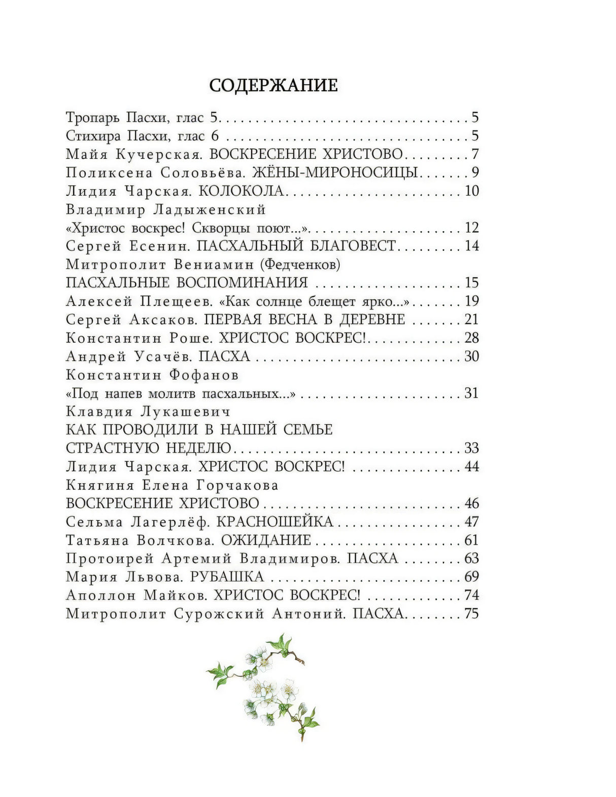 Страница содержания книги
