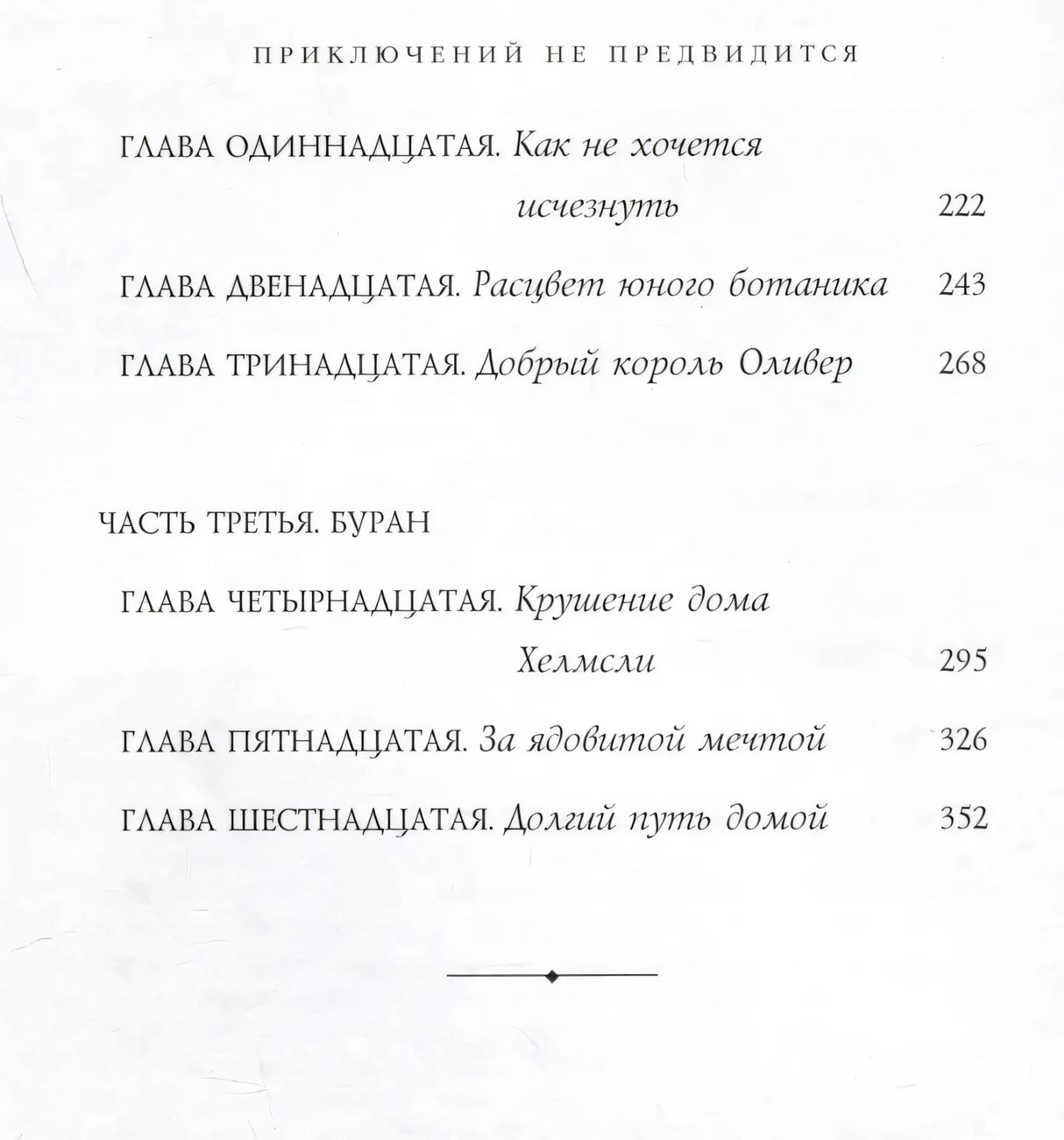 Вторая страница содержания с главами одиннадцатой–шестнадцатой