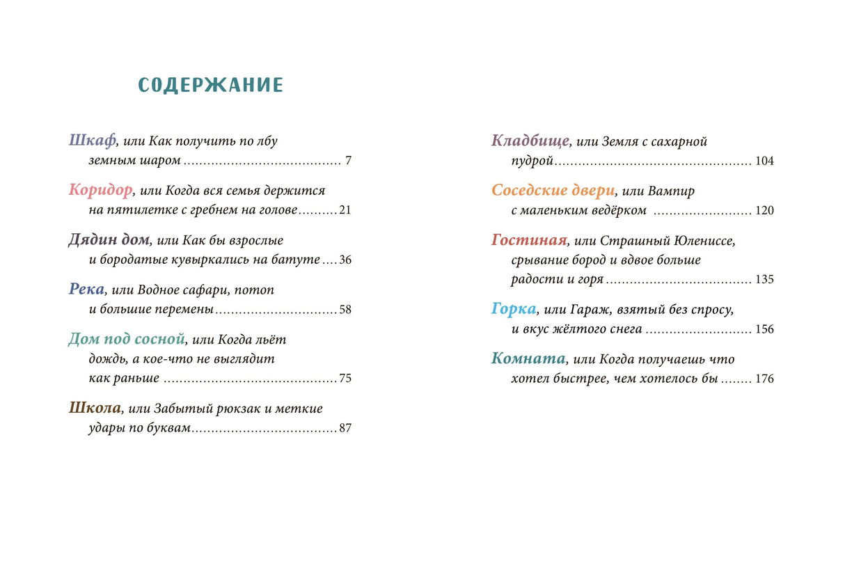 Содержание книги с названиями глав