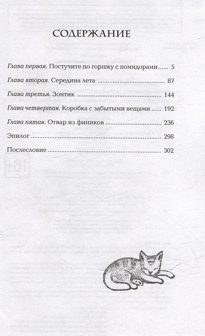 Содержание: главы о помидорах, лете, зонтике, забытых вещах, отваре из фиников