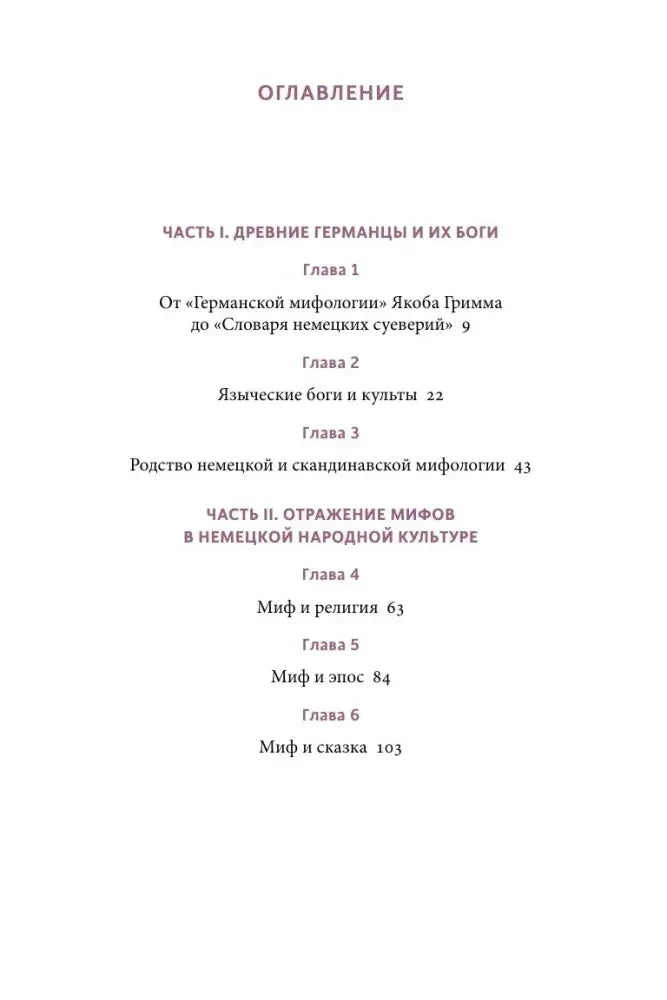 Первая страница оглавления с частями I–II и главами 1–6