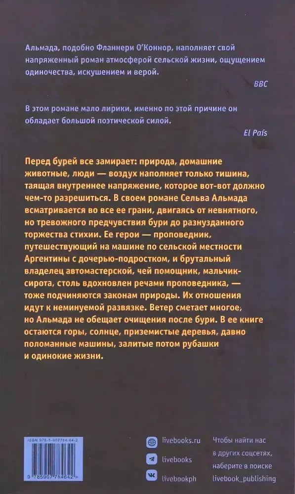 Задняя обложка «Ветер смятения» с описанием и контактами издательства