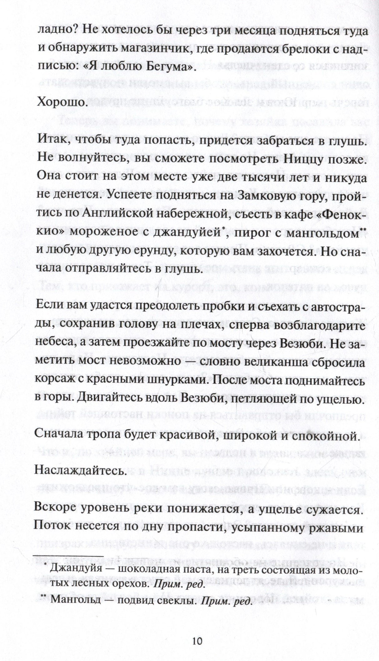 Страница 10 с фрагментом текста о дороге вглубь и ущелье