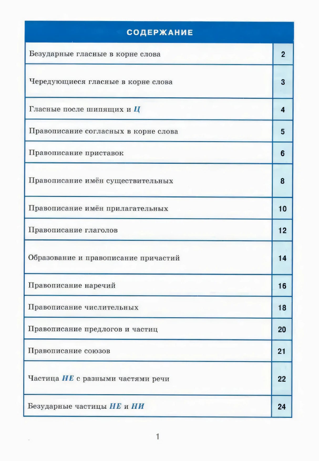 Полная страница содержания справочника с указанием номеров разделов.