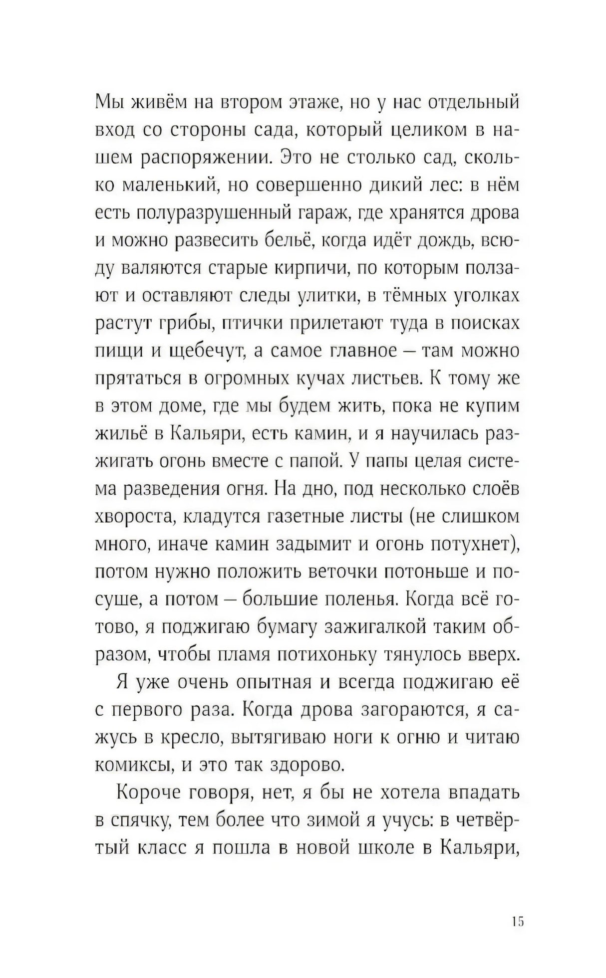 Страница 15 с текстом о доме, камине и дровах
