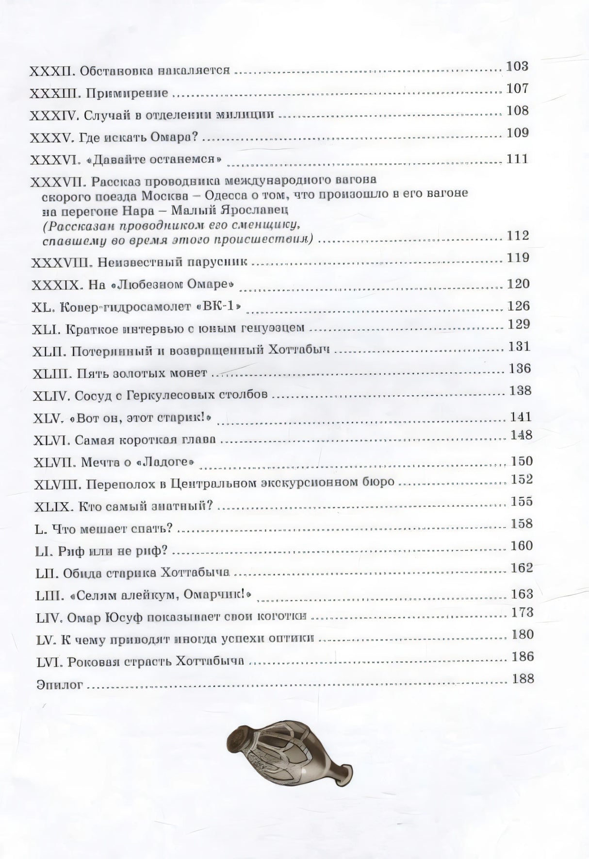 Оглавление книги, вторая страница со списком глав
