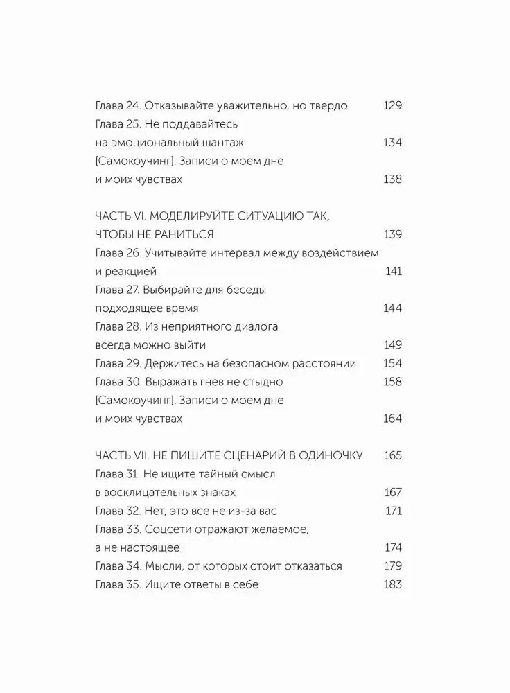 Страница оглавления с главами 24–35 и названиями частей VI и VII.