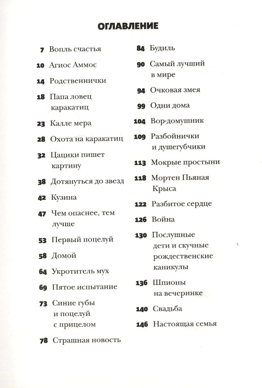 Оглавление книги со списком глав