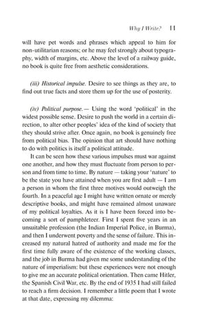Страница 11 эссе Why I Write? с разделами Historical impulse и Political purpose