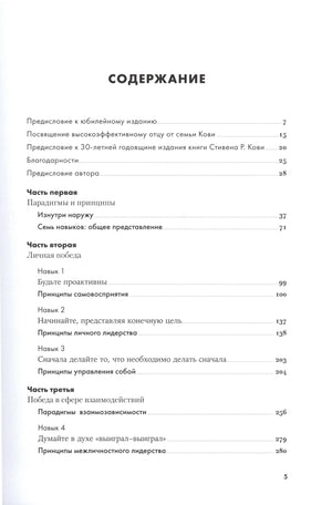 Первая страница содержания с главами и номерами страниц