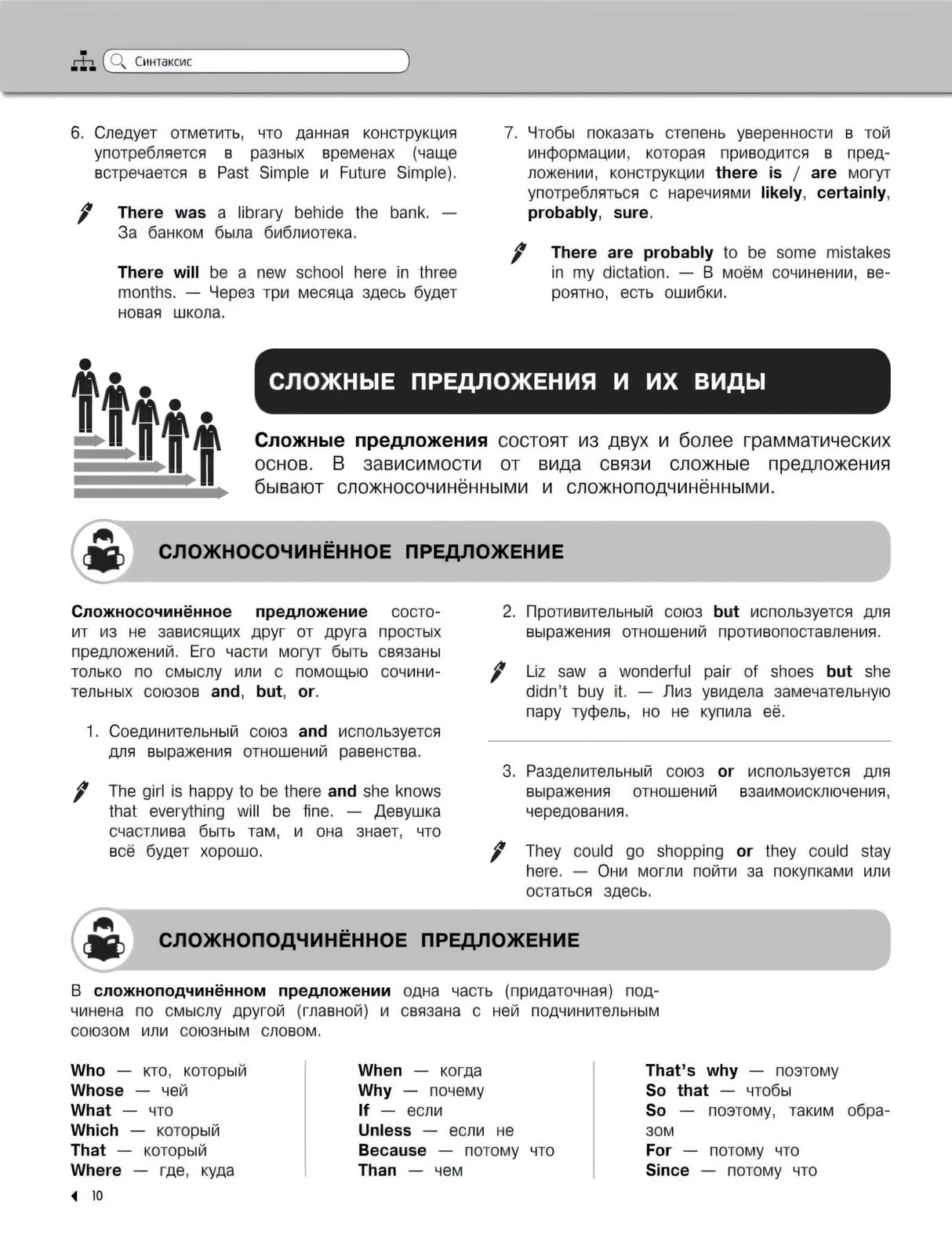 Страница о сложных предложениях и видах связи