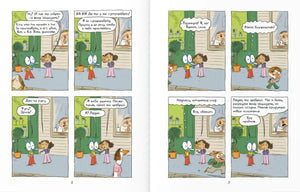 Разворот комикса «Ариоль», страницы 8–9: разговор у дома после уроков
