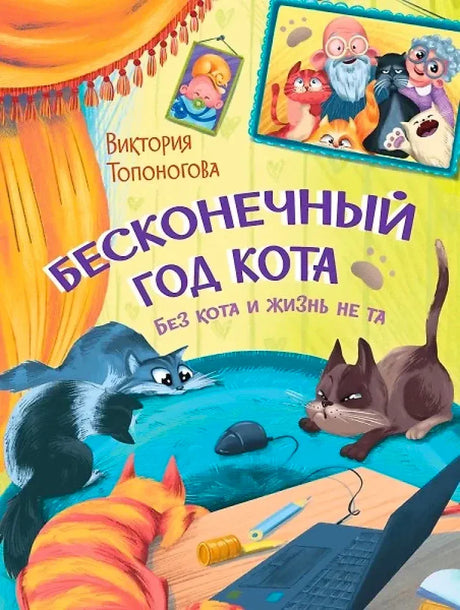 Обложка книги Виктории Топоноговой «Бесконечный год кота. Без кота и жизнь не та».
