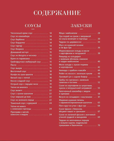 Страница содержания: соусы и закуски