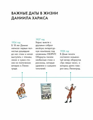 Страница с хронологией «Важные даты в жизни Даниила Хармса», 1924–1928 годы