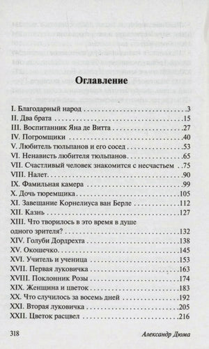 Первая страница оглавления романа с главами I—XXII и номерами страниц.