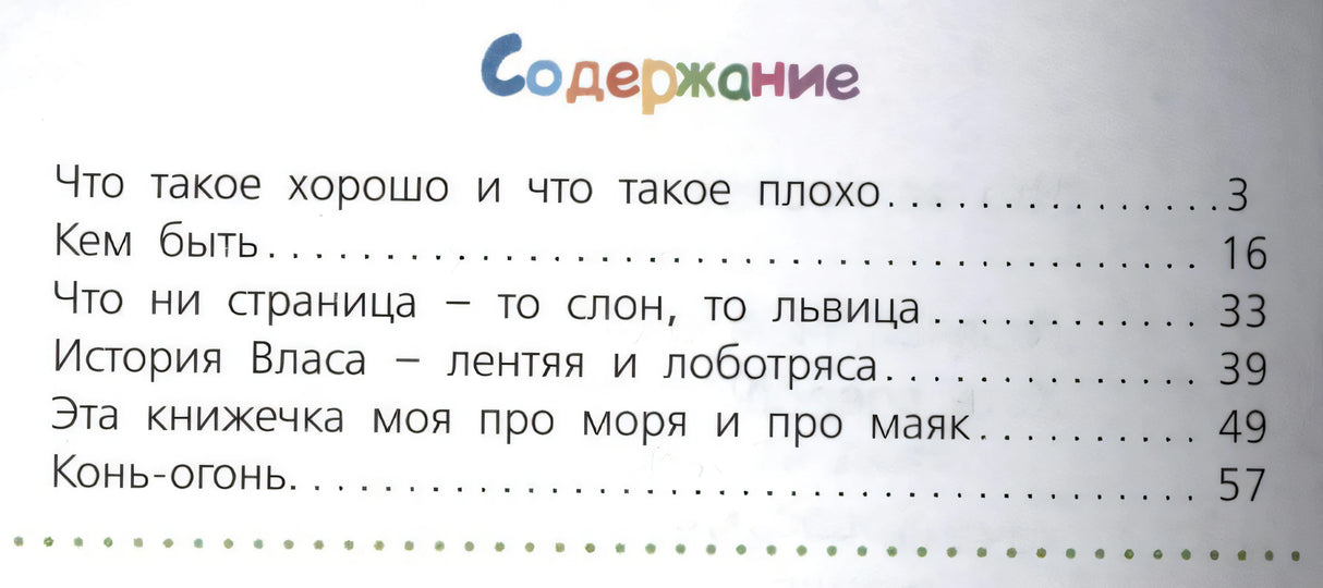 Страница содержания с перечнем стихотворений и номерами страниц