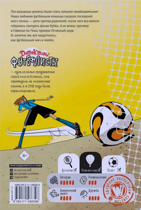 Задняя обложка с аннотацией, мячом, рейтингами и ISBN