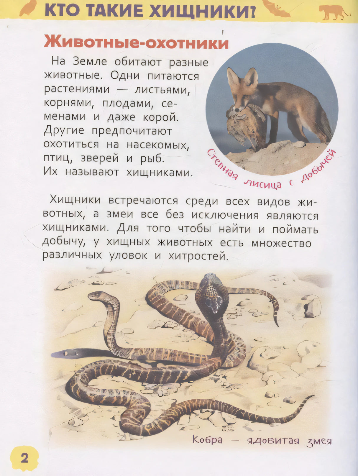 Страница Кто такие хищники: лисица с добычей и кобра