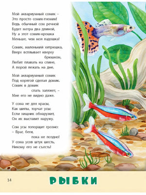 Страница «Рыбки» со стихом и рисунками аквариумных рыб