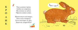 Разворот с загадкой о кролике и рисунком кролика.