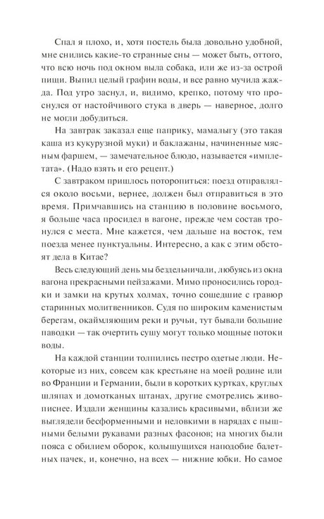 Внутренняя текстовая страница романа с фрагментом о поездке и ночлеге