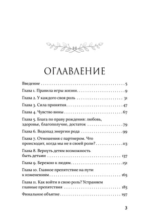 Страница оглавления с главами книги и номерами страниц