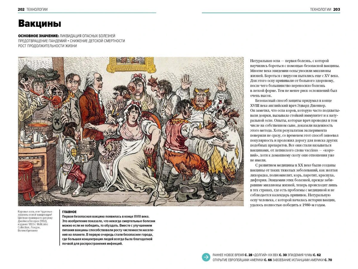 Разворот «Вакцины» с исторической карикатурой и текстом