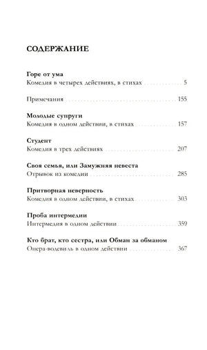 Страница содержания со списком пьес и номерами страниц