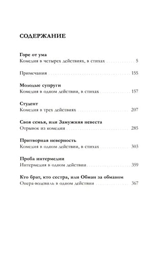 Страница содержания со списком пьес и номерами страниц