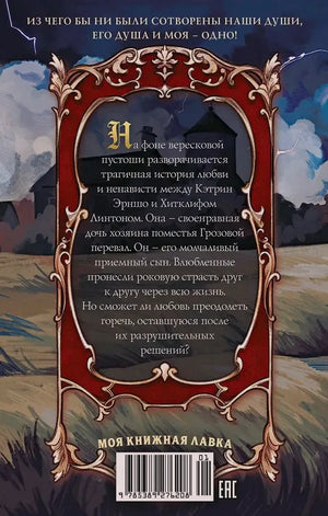 Задняя обложка с аннотацией романа на фоне грозового пейзажа.