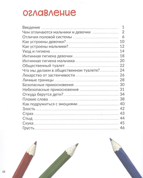Страница оглавления с перечнем тем и номерами страниц