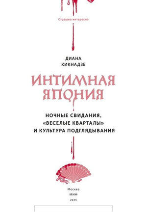 Титульная страница книги с названием «Интимная Япония» и красным веером