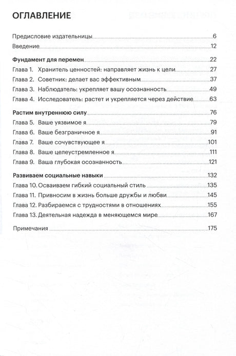 Страница оглавления книги с разделами и номерами страниц