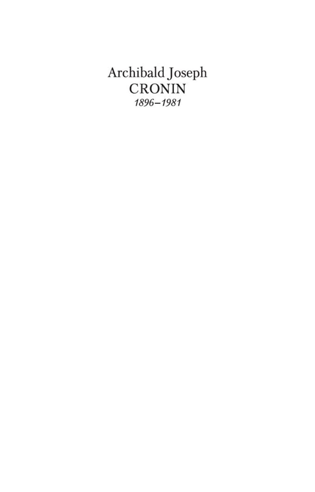 Фронтисписная страница с именем Archibald Joseph Cronin и годами жизни