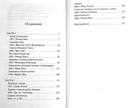 Разворот с оглавлением книги