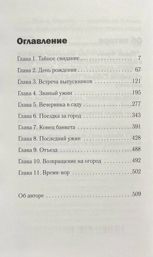 Оглавление с перечнем глав и номерами страниц.