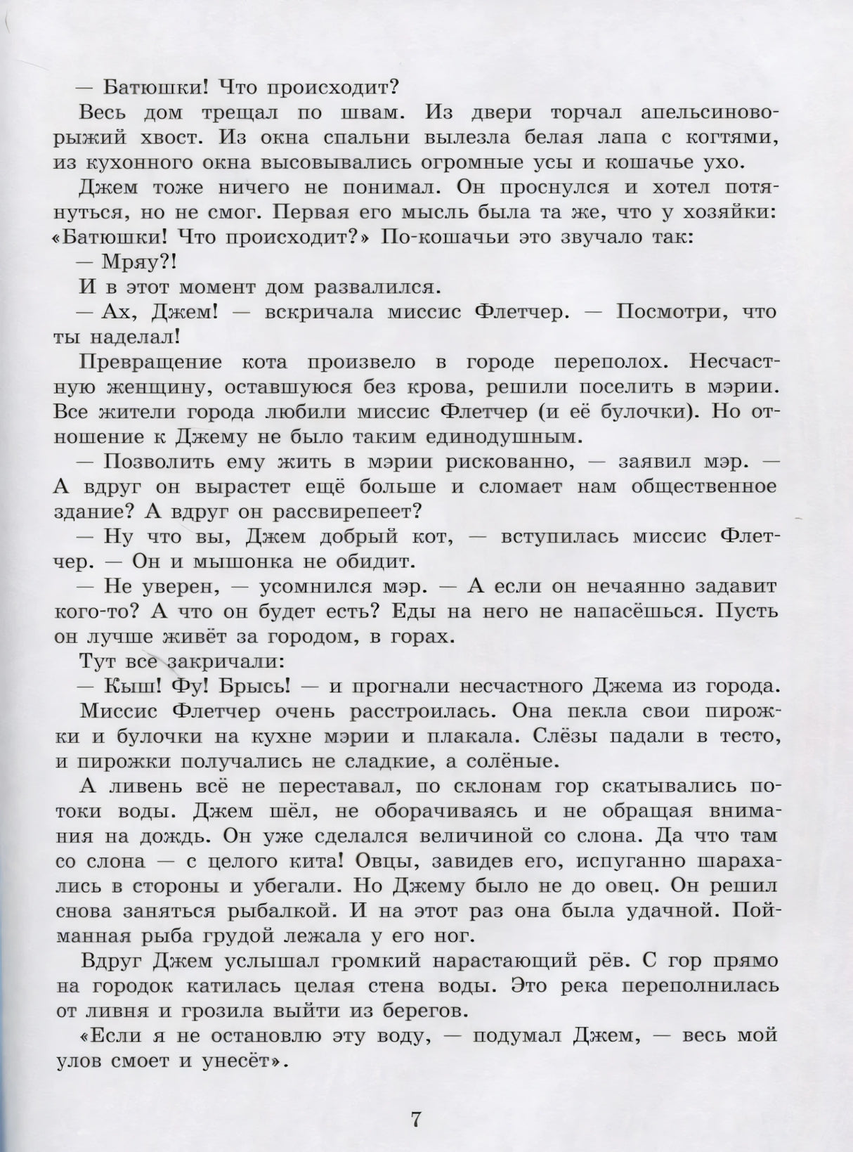 Текстовая страница 7 о коте Джеме и наводнении
